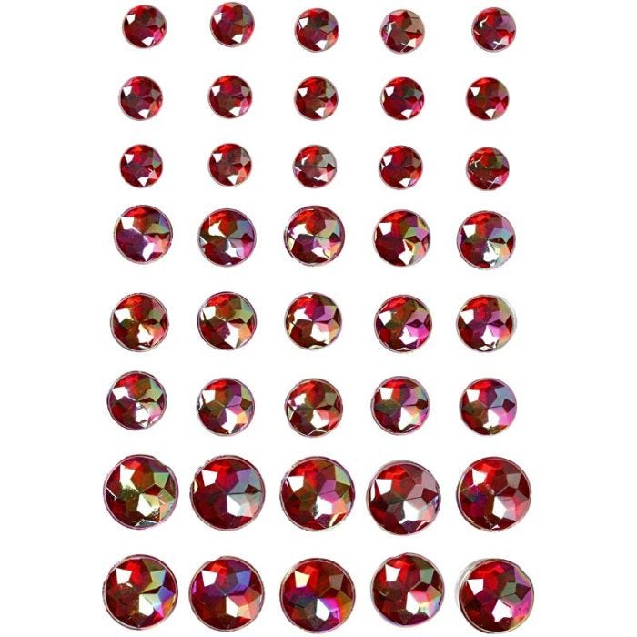 Akryylitimantit, koko 6+8+10 mm, punainen, 40 kpl/ 1 pkt