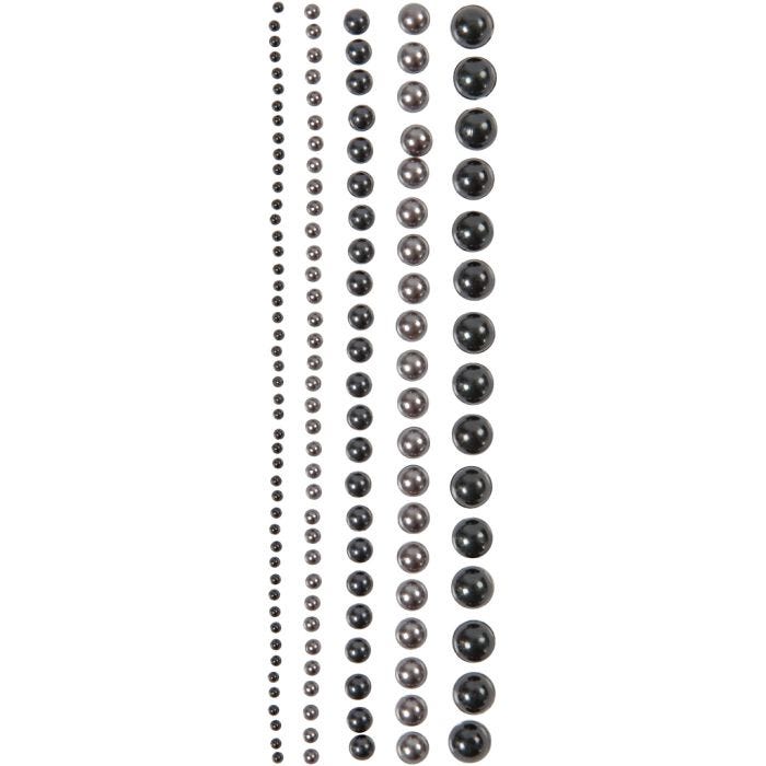 Helmenpuolikkaat, koko 2-8 mm, musta, antrasiitin harmaa, 140 kpl/ 1 pkt