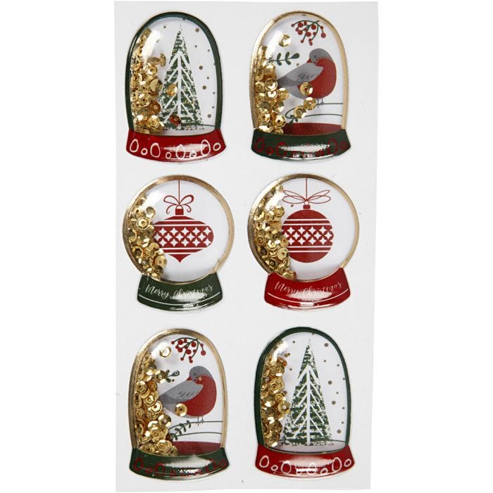 Ravistustarrat, lintu, puu ja joulupallot, koko 49x32+45x36 mm, kulta, 6 kpl/ 1 pkt