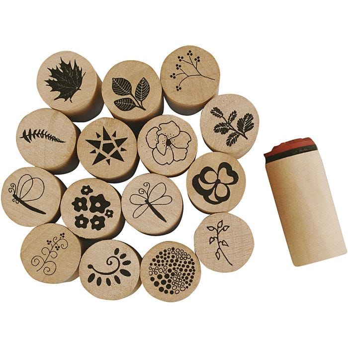 Deco Art-leimasimet, kukat ja lehdet, Kork. 26 mm, halk. 20 mm, 15 kpl/ 1 pkt