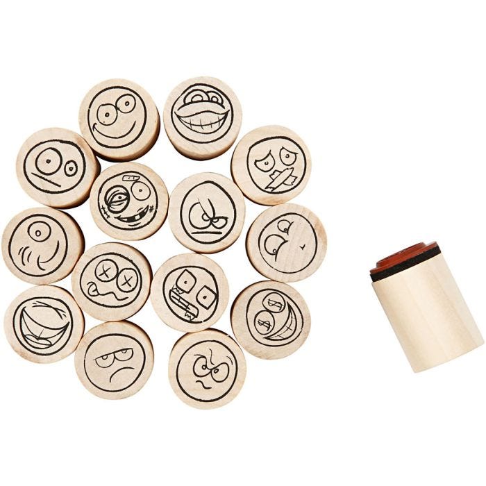 Deco Art-leimasimet, kasvot, Kork. 26 mm, halk. 20 mm, 15 kpl/ 1 pkt