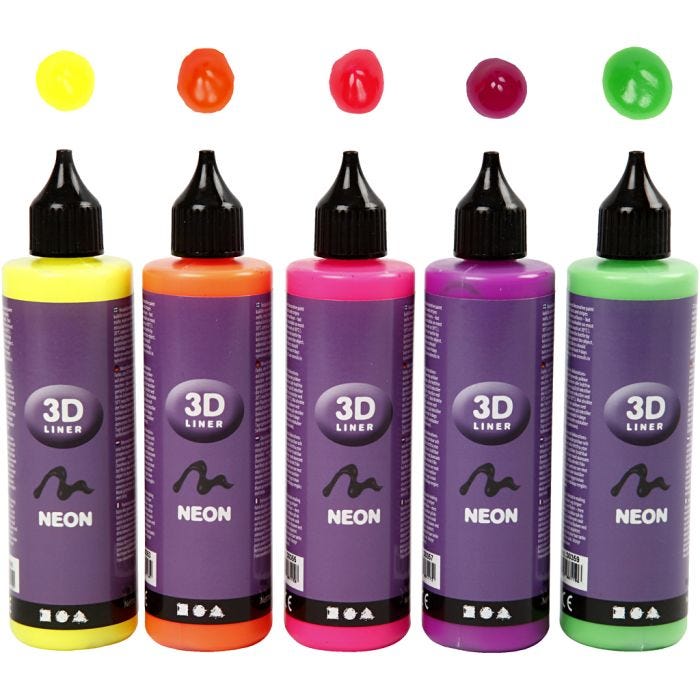 3D-kohovärilajitelma, neonvärit, 5x100 ml/ 1 pkt