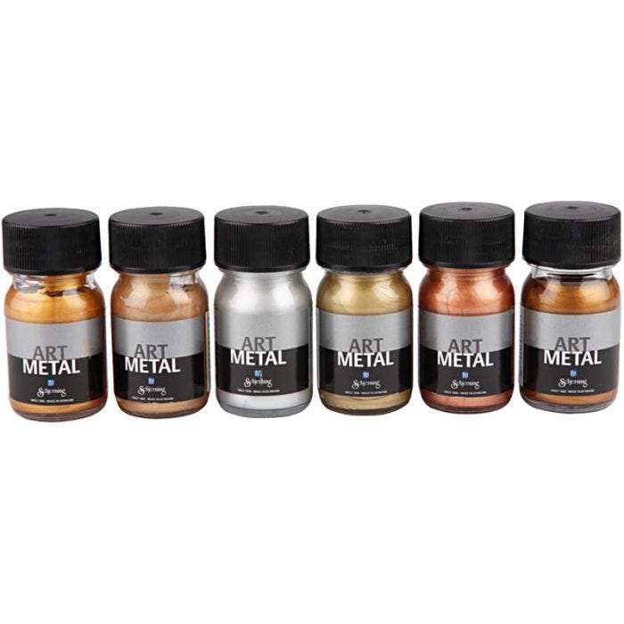Askartelumaali Metallic, nro 5102, 5104, 5106, 5108, 5109, 5110, metallic-värit, 6x30 ml/ 1 pkt