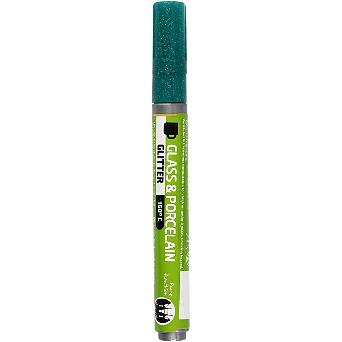 Lasi- ja Posliinitussi, kimalle, paksuus 2-4 mm, läpikuultavat, tummanvihreä, 1 kpl