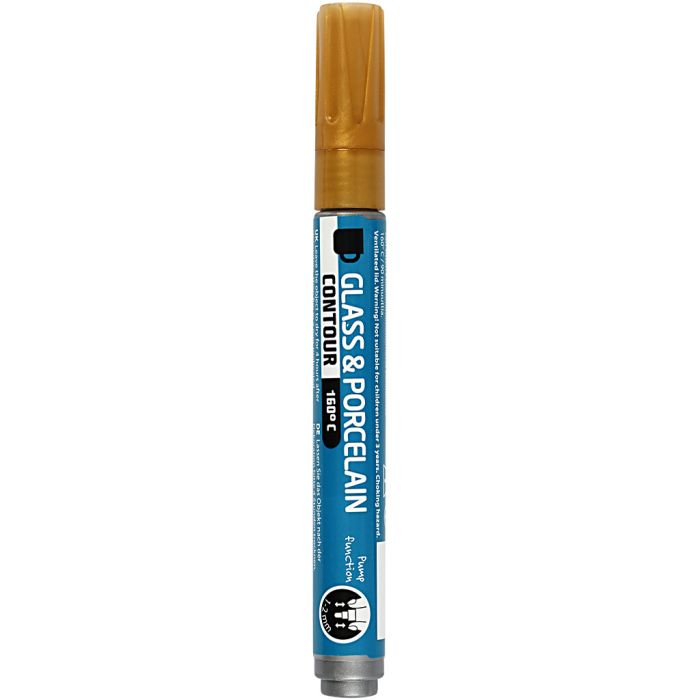 Lasi- ja posliinitussi, paksuus 1-2 mm, peittävä, kulta, 1 kpl