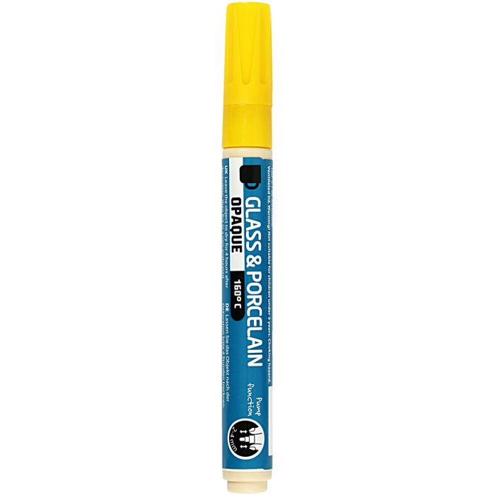 Lasi- ja posliinitussi, paksuus 2-4 mm, peittävä, keltainen, 1 kpl