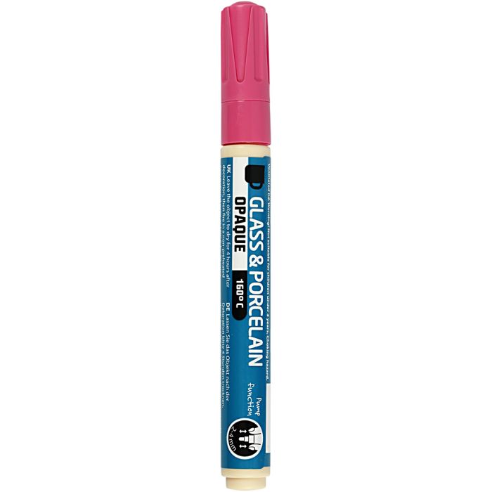 Lasi- ja posliinitussi, paksuus 2-4 mm, peittävä, pinkki, 1 kpl