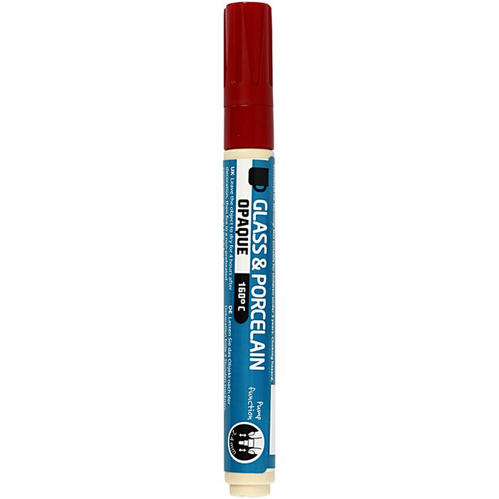 Lasi- ja posliinitussi, paksuus 2-4 mm, peittävä, tummanpunainen, 1 kpl