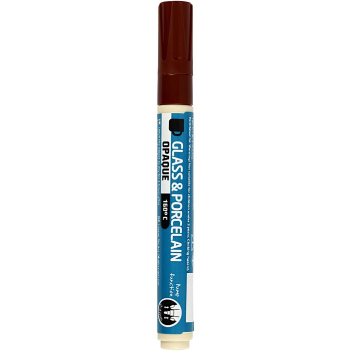 Lasi- ja posliinitussi, paksuus 2-4 mm, peittävä, ruskea, 1 kpl