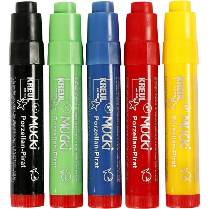 Mucki lasi- ja posliinitussit , paksuus 2-5 mm, värilajitelma, 5 kpl/ 1 pkt