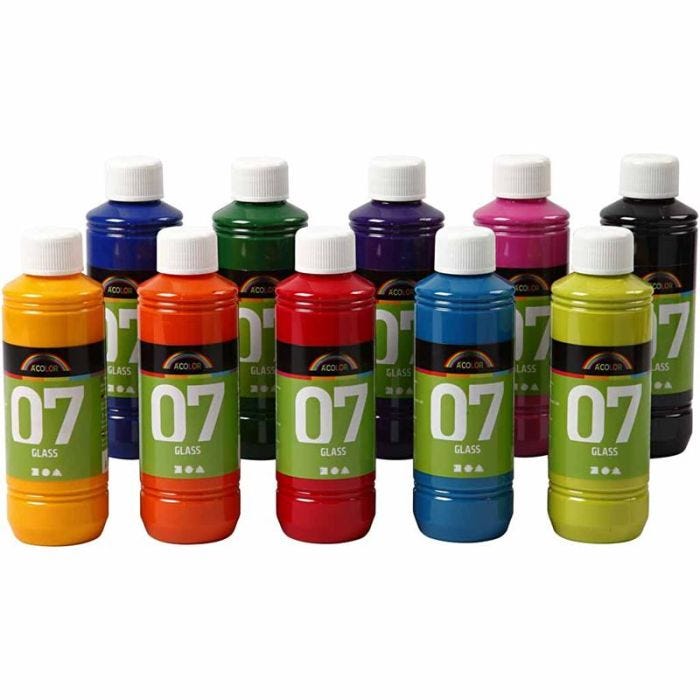 A-Color Lasimaali, värilajitelma, 10x250 ml/ 1 pkt