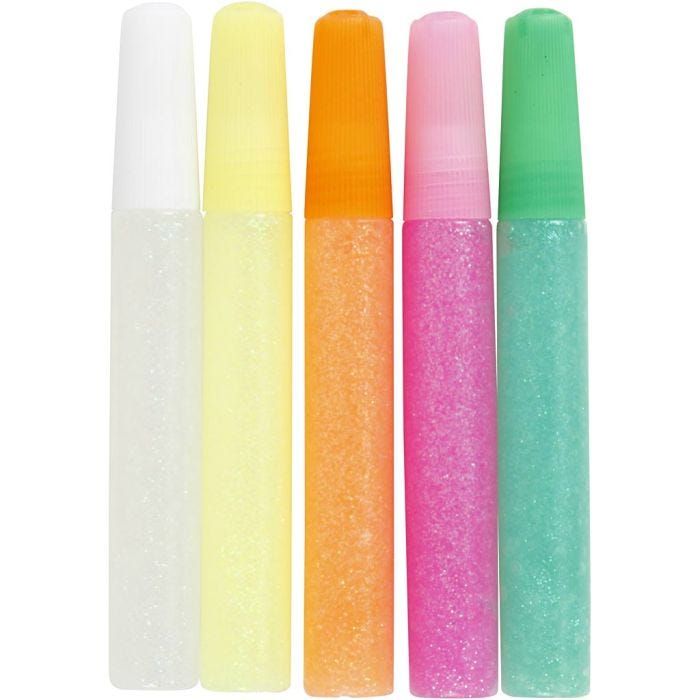 Kimalleliima, pastellivärit, 5x10 ml/ 1 pkt