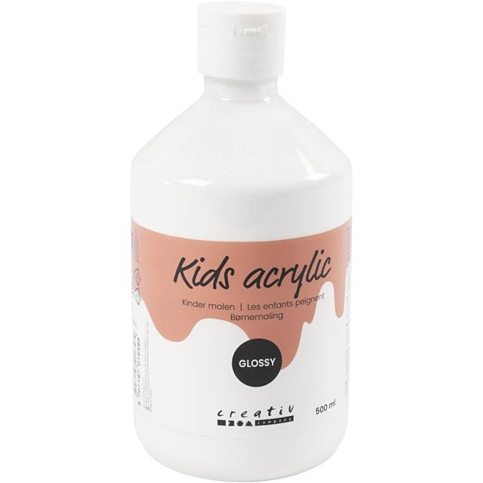 Akryylimaali Kiiltävä, valkoinen, 500 ml/ 1 pll