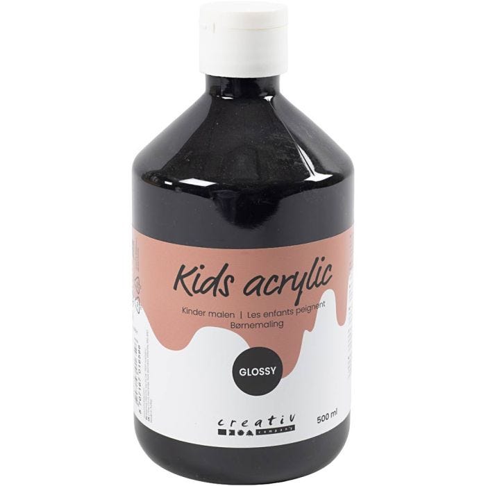 Akryylimaali Kiiltävä, musta, 500 ml/ 1 pll