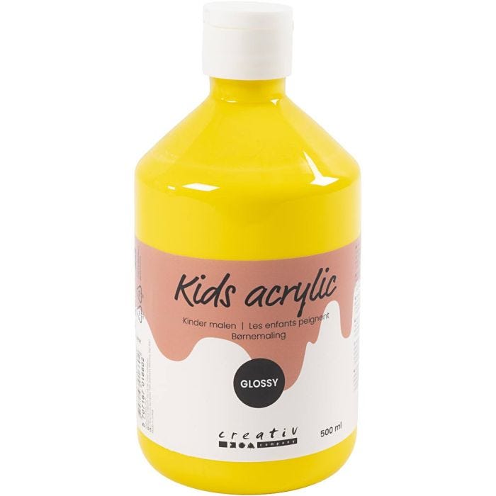 Akryylimaali Kiiltävä, peruskeltainen, 500 ml/ 1 pll
