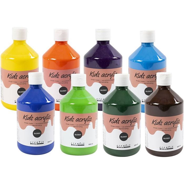Akryylimaali Kiiltävä, 8x500 ml/ 1 pkt