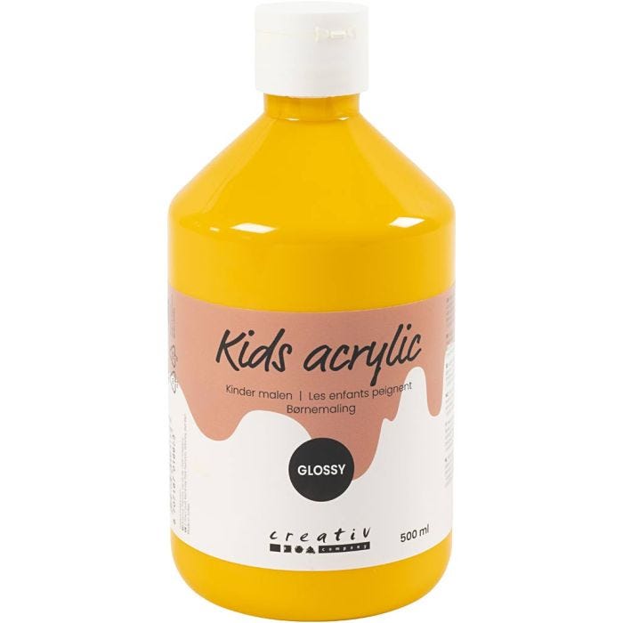 Akryylimaali Kiiltävä, keltainen, 500 ml/ 1 pll