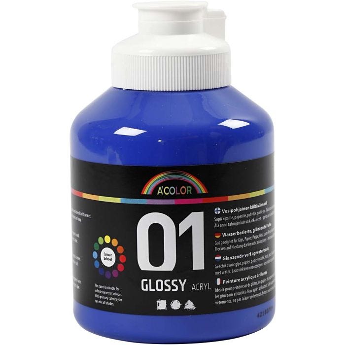 Akryylimaali Kiiltävä, sininen, 500 ml/ 1 pll