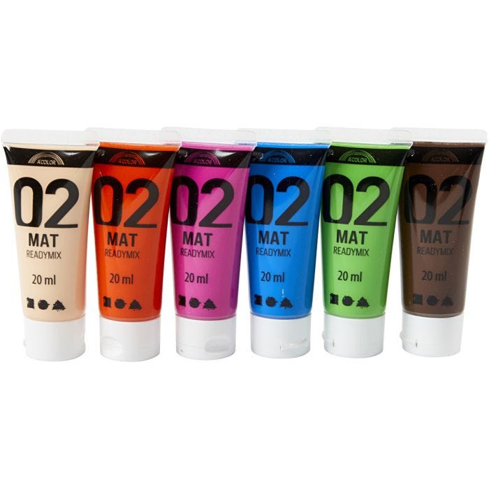 Akryylimaali Matta, lisävärit, 6x20 ml/ 1 pkt
