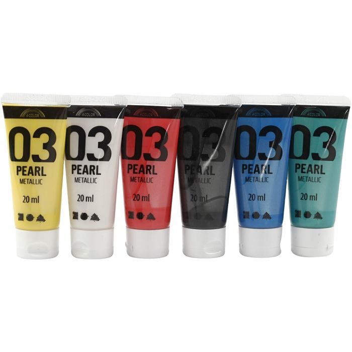 Akryylimaali Metallic, metallinen, perusvärilajitelma, 6x20 ml/ 1 pkt