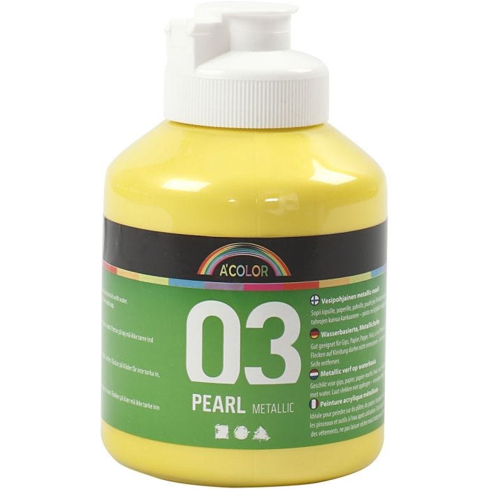 Akryylimaali Metallic, metallinen, keltainen, 500 ml/ 1 pll