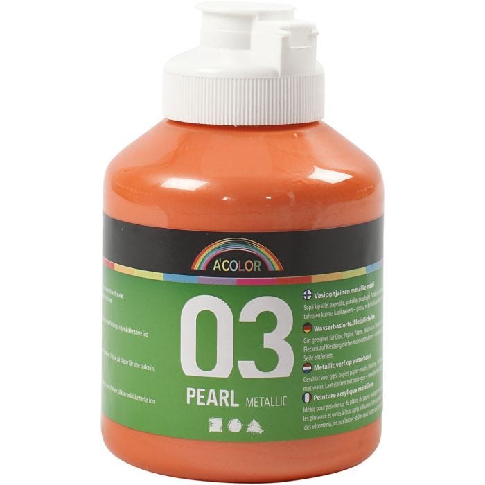 Akryylimaali Metallic, metallinen, oranssi, 500 ml/ 1 pll