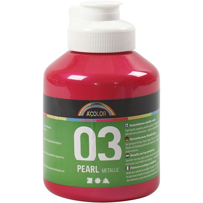 Akryylimaali Metallic, metallinen, pinkki, 500 ml/ 1 pll