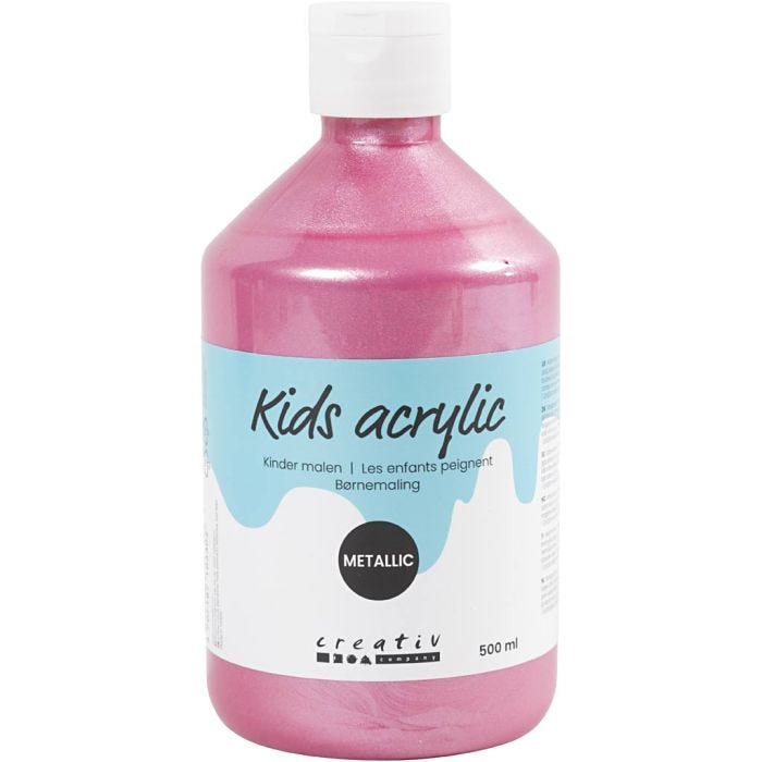 Akryylimaali Metallic, metallinen, vaaleanpunainen, 500 ml/ 1 pll