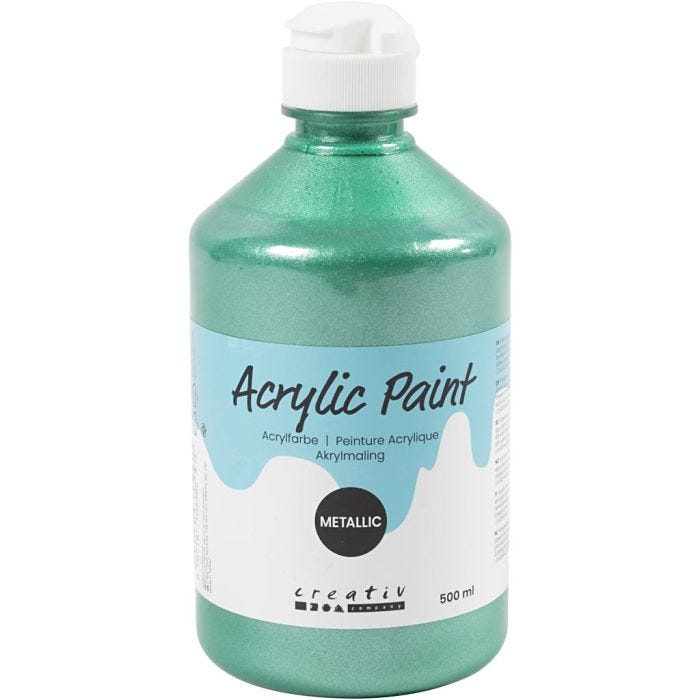 Akryylimaali Metallic, metallinen, vihreä, 500 ml/ 1 pll