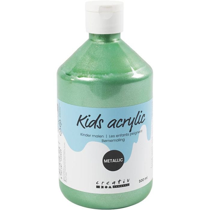 Akryylimaali Metallic, metallinen, vaaleanvihreä, 500 ml/ 1 pll