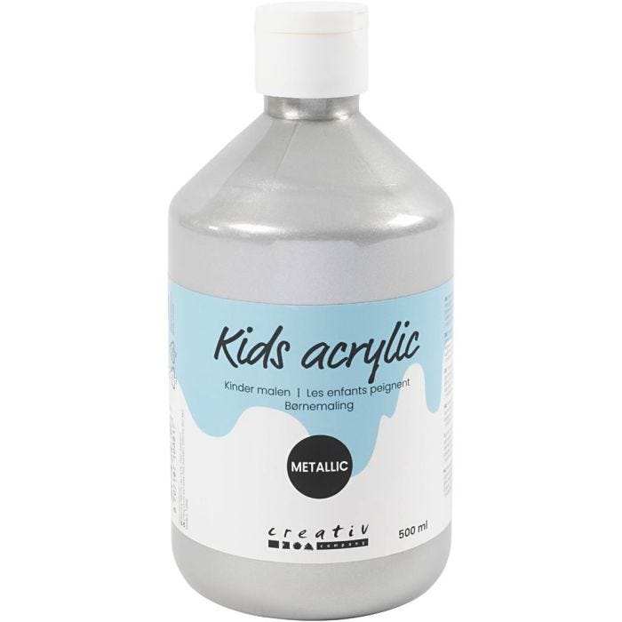 Akryylimaali Metallic, metallinen, hopea, 500ml/ 1 pll