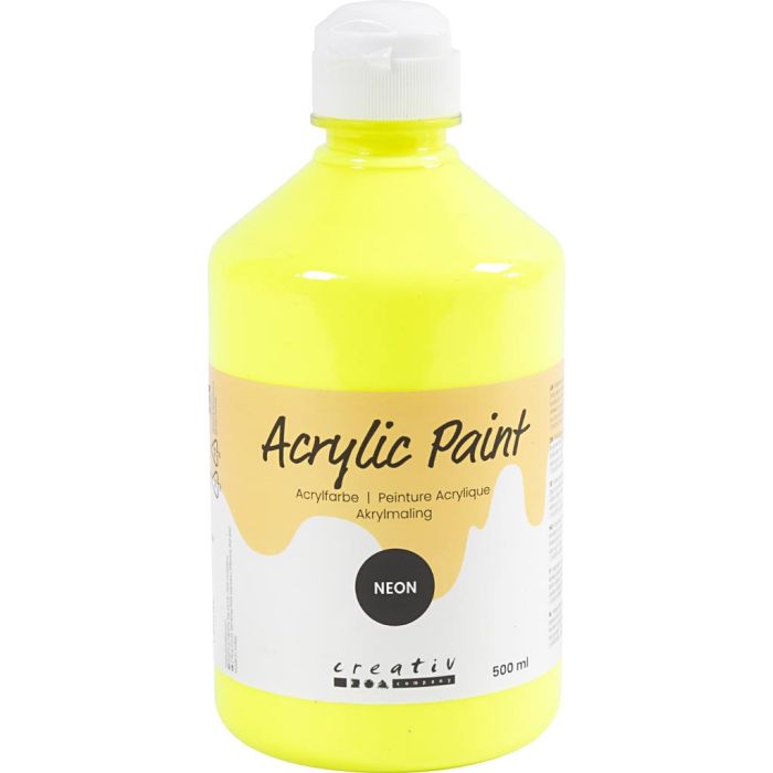 Akryylimaali Neon, neonkeltainen, 500 ml/ 1 pll