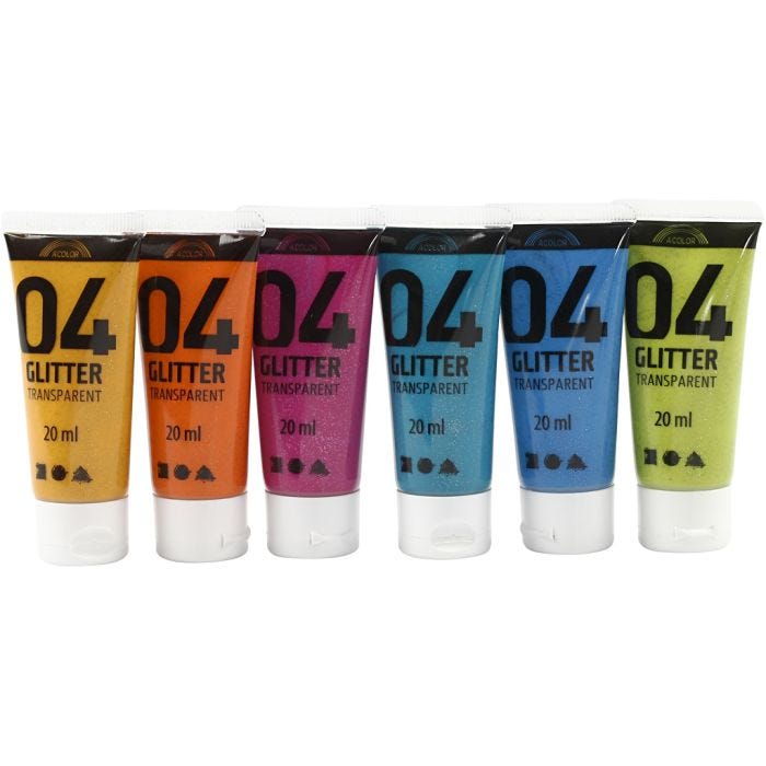 Kimalleakryylimaali, värilajitelma, 6x20 ml/ 1 pkt