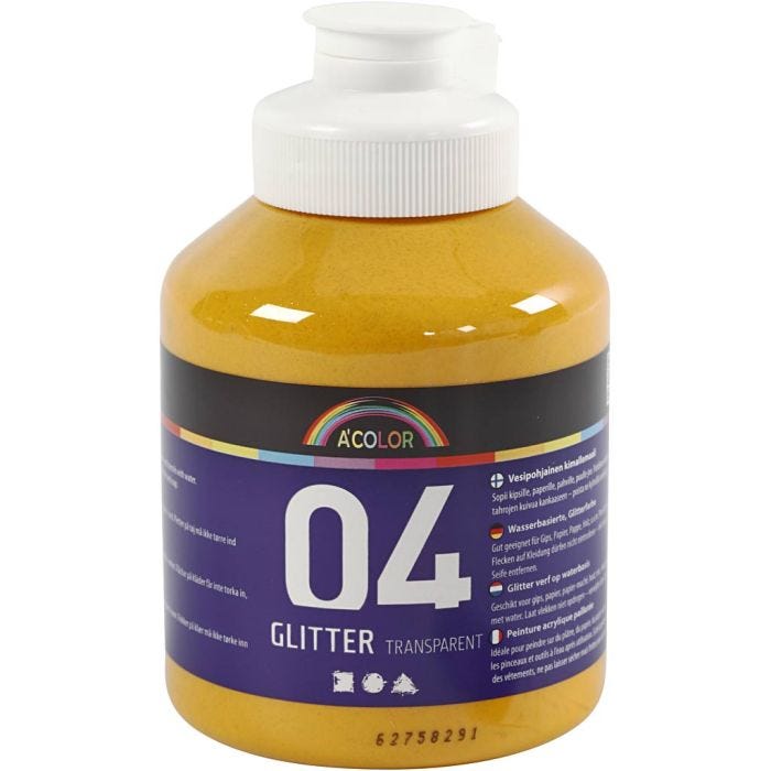 Kimalleakryylimaali, lämmin keltainen, 500 ml/ 1 pll