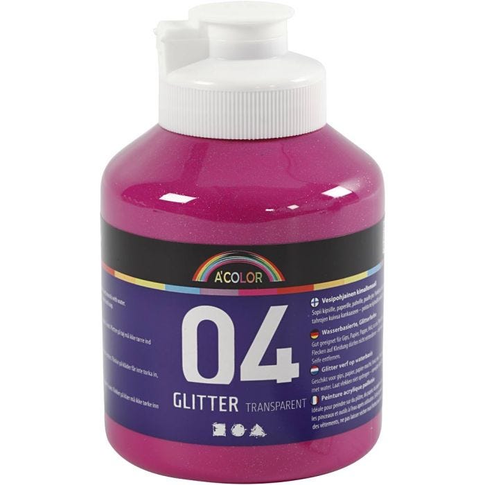 Kimalleakryylimaali, pinkki, 500 ml/ 1 pll