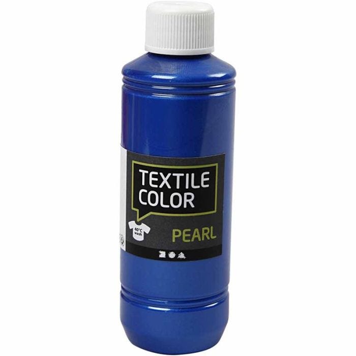 Tekstiiliväri, helmiäinen, sininen, 250 ml/ 1 pll