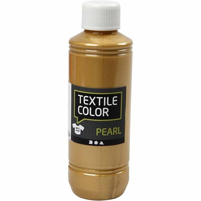 Tekstiiliväri, helmiäinen, kulta, 250 ml/ 1 pll