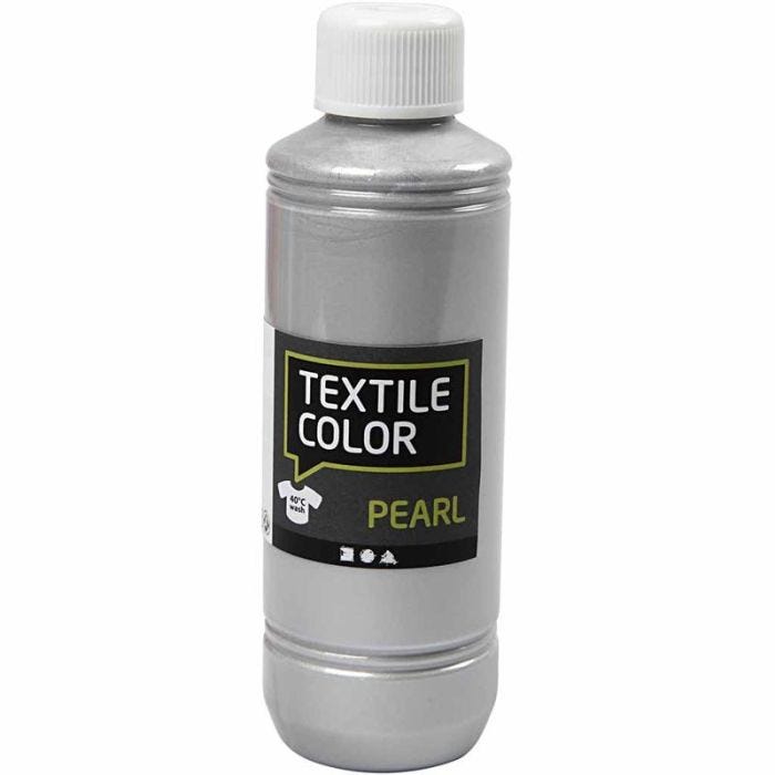Tekstiiliväri, helmiäinen, hopea, 250 ml/ 1 pll