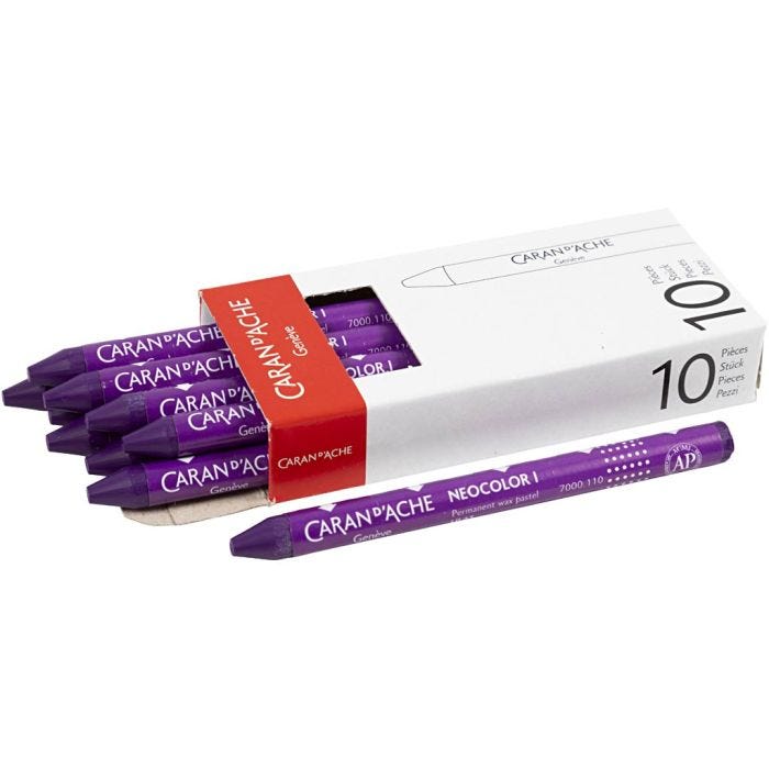 CARAN D’ACHE Neocolor 1, Pit. 10 cm, paksuus 8,5 mm, lilac (110), 10 kpl/ 1 pkt