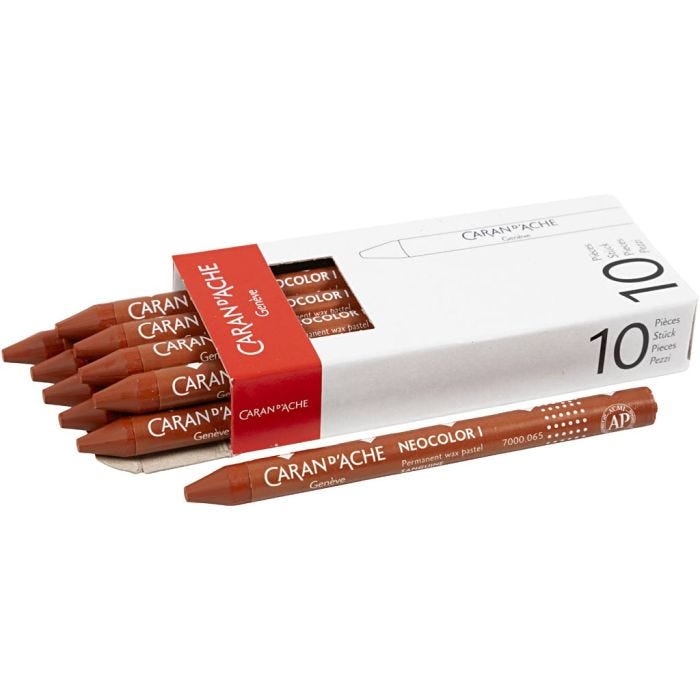 CARAN D’ACHE Neocolor 1, Pit. 10 cm, paksuus 8,5 mm, russet (065), 10 kpl/ 1 pkt