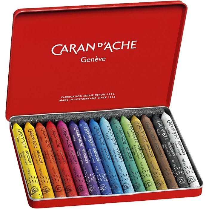 CARAN D’ACHE Neocolor 1, Pit. 10 cm, paksuus 8,5 mm, värilajitelma, 15 kpl/ 1 pkt