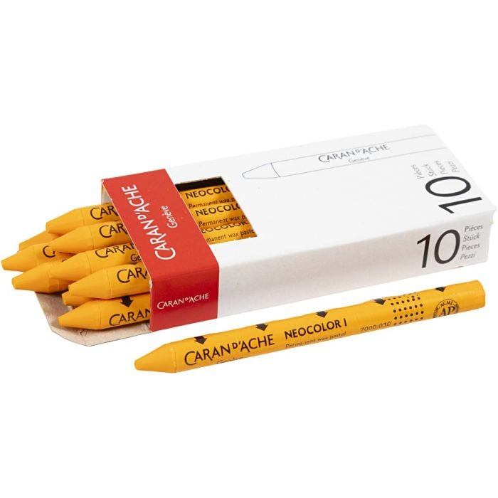CARAN D’ACHE Neocolor 1, Pit. 10 cm, paksuus 8,5 mm, orange (030), 10 kpl/ 1 pkt