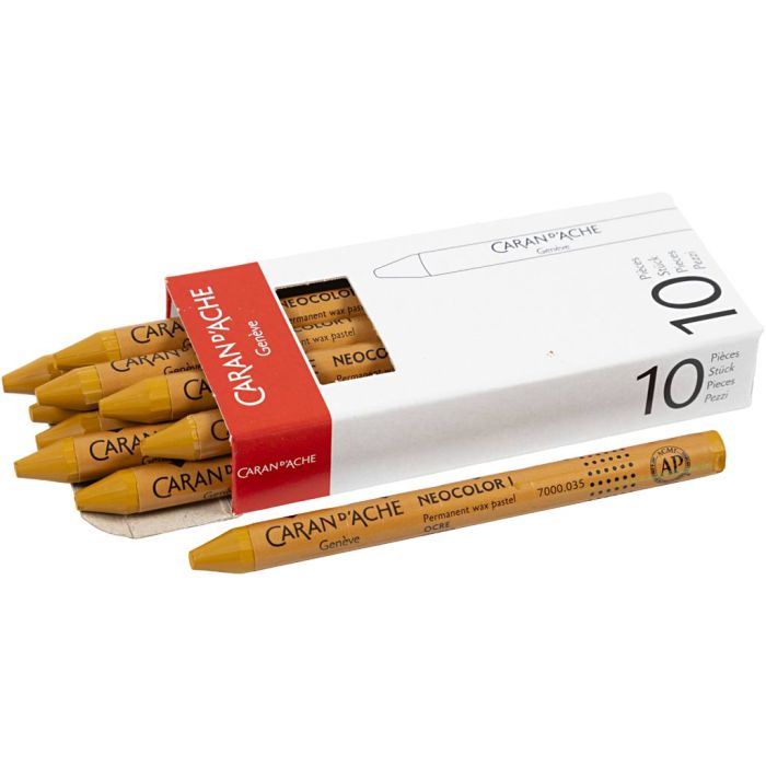 CARAN D’ACHE Neocolor 1, Pit. 10 cm, paksuus 8,5 mm, ochre (035), 10 kpl/ 1 pkt