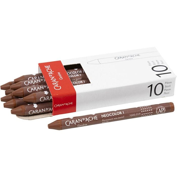 CARAN D’ACHE Neocolor 1, Pit. 10 cm, paksuus 8,5 mm, brown (059), 10 kpl/ 1 pkt