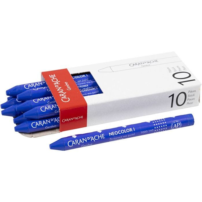 CARAN D’ACHE Neocolor 1, Pit. 10 cm, paksuus 8,5 mm, ultramarine (140), 10 kpl/ 1 pkt