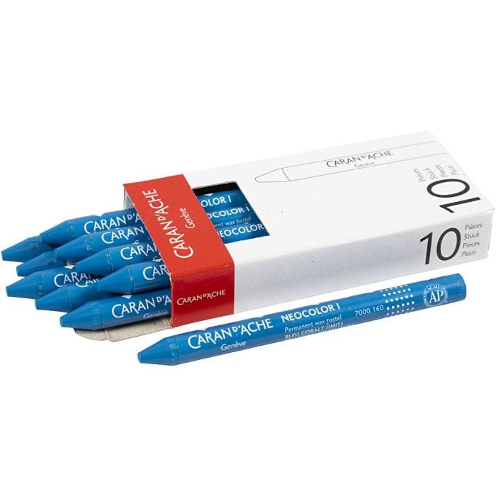 CARAN D’ACHE Neocolor 1, Pit. 10 cm, paksuus 8,5 mm, cobalt blue (160), 10 kpl/ 1 pkt