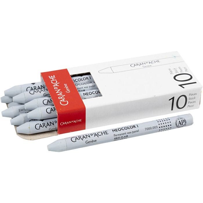 CARAN D’ACHE Neocolor 1, Pit. 10 cm, paksuus 8,5 mm, light grey (003), 10 kpl/ 1 pkt