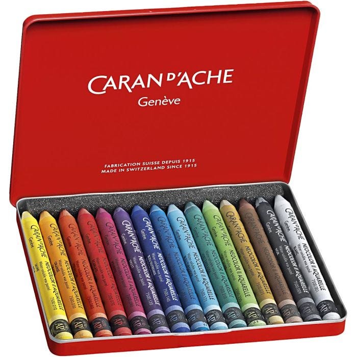 CARAN D’ACHE Caran d'Ache Neocolor II, Pit. 10 cm, paksuus 8,5 mm, värilajitelma, 15 kpl/ 1 pkt