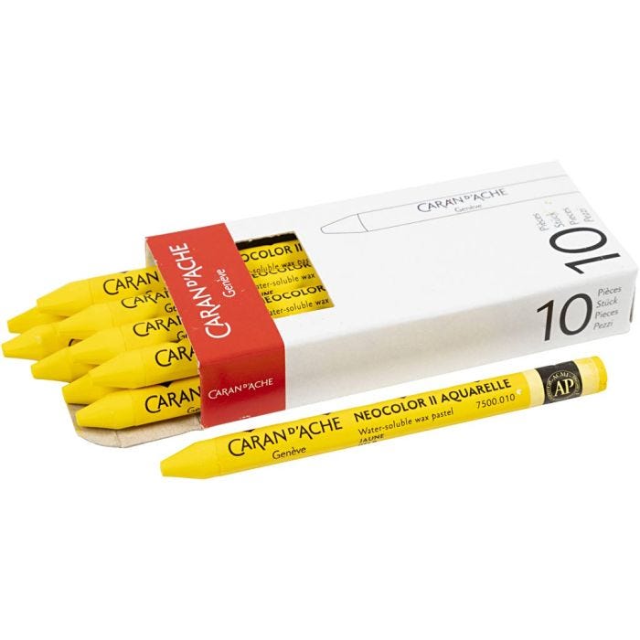 CARAN D’ACHE Caran d'Ache Neocolor II, Pit. 10 cm, paksuus 8,5 mm, yellow (010), 10 kpl/ 1 pkt