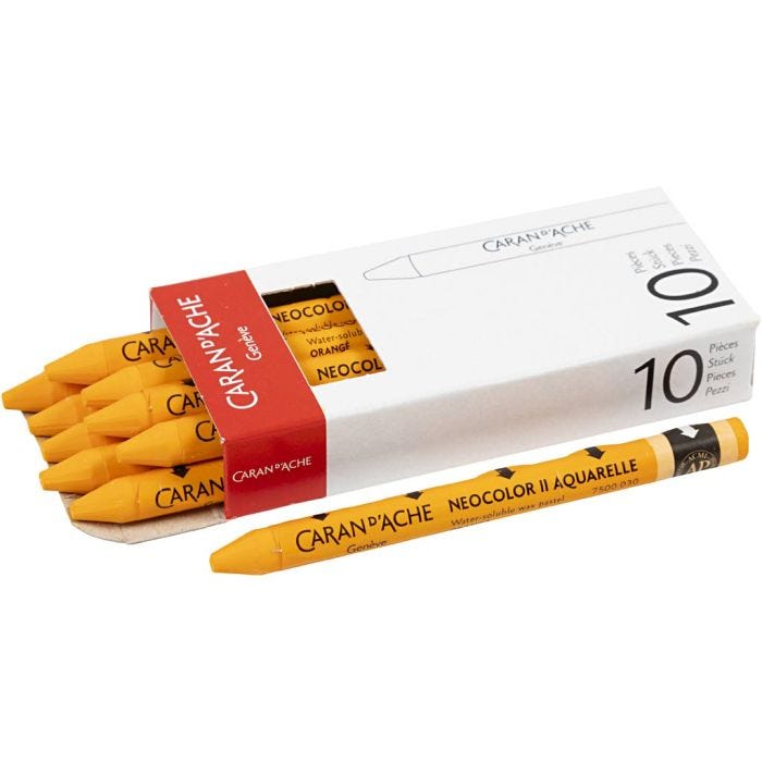 CARAN D’ACHE Caran d'Ache Neocolor II, Pit. 10 cm, paksuus 8,5 mm, orange (030), 10 kpl/ 1 pkt